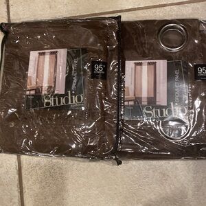 Studio Brown Sheer Curtain Panels. Set of 2